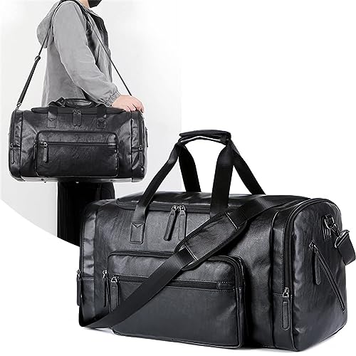 Leather Travel Tote Bags Male Weekend Bag Mens Hand Luggage Duffel Handbags Shoulder Bag(D)2