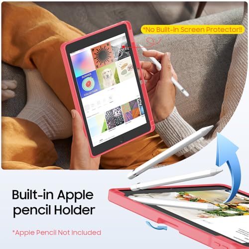 Étui iPad 9e génération avec support stylet et béquille ajustable rose - 5