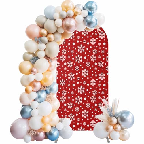 7.2 Ft Arch Backdrop Cover for Wedding Party, Red Christmas