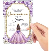 Avior Quinceanera Invitation Lilac Dress Acrylic Glass Invitation, Pink Mis Quince, Sweet 15, Sweet 16, Floral Design, Spanish Design Quince anos, Mexican, 15 anos, xv anos