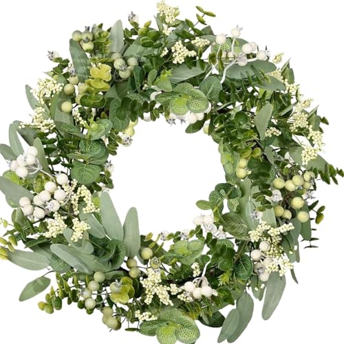 Eukalyptuskranz, Eukalyptuskränze für die ür,20 in Bauernhaus Eukalyptuskranz mit Beeren - Dekorative Girlanden, Ornamente, Kranzzubehör für drinnen und draußen, Zuhause, Bauernhaus