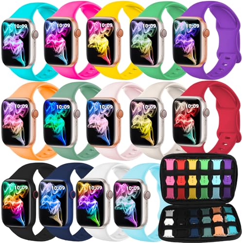 FTOKIYO Apple Watch用バンド 38mm 40mm 41mm 42mm 44mm 45mm 46mm 49mm レディース メンズ ソフトシリコンスポーツストラップ ストレージオーガナイザー付き iWatchバンドシリーズ10 9 8 7 6 5 4 3 2 1 SE Ultra用, 44mm 45mm 46mm 49mm 42mm (Series 3/2/1)（Amazon）