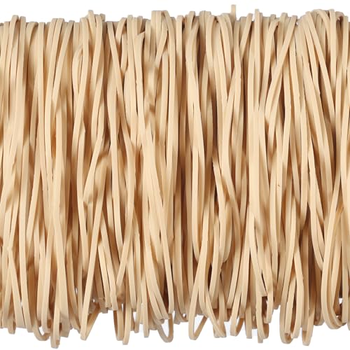 Foshine Rubber Bands 300Pcs 4.8inch/12cm Big Elastic Rubber Band Beige For Office Supplies File Folders Litter Box (4 4/5" x 1/16") image 2