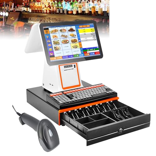 UPLTOE Vente Tout-en-Un à écran Tactile 15,6 Pouces, Caisse Enregistreuse pour Restaurants Et Supermarchés, pour Commerces Et Entreprises White-Addcashbox
