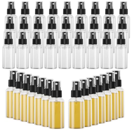 100PCS Small Travel Spray Bottle, 1oz/30ml Clear Fine Mist Plastic Empty Refillable Spray Bottle for Skin Care, Hair Care, Plant Care & Home Cleaning