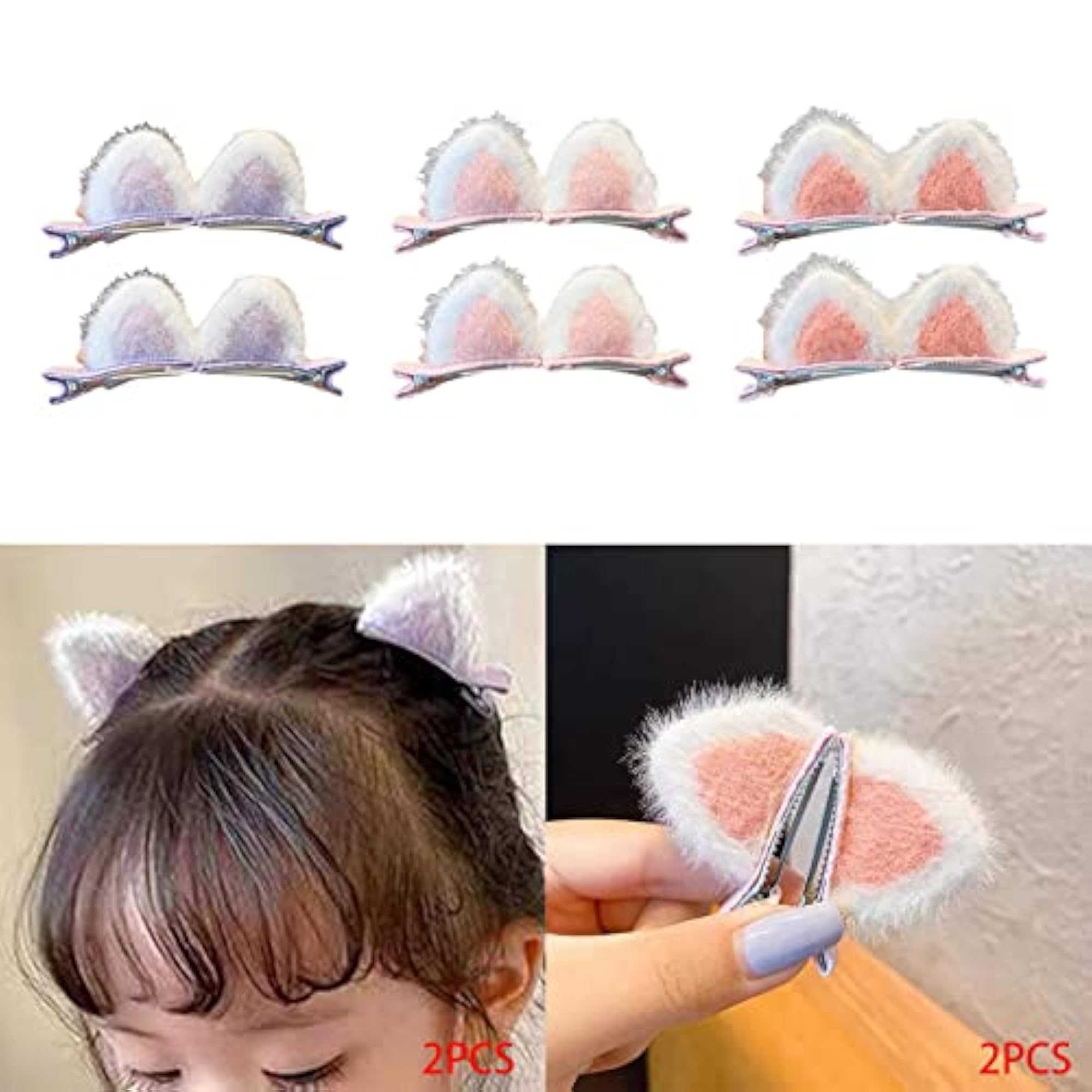 Plush Cat Ear Hair Clips for Kids