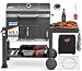 KESSER® Holzkohlegrill XL Grillwagen Set mit Deckel & Thermometer – BBQ Kohlegrill Wagen, Smoker Grill, Standgrill mit Grillrost, Rädern, Warmhalterost & Ablage inkl. Haube, Bürste & Pinsel