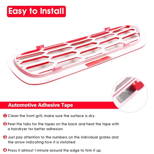 Image of sukemichi Red Front Grille Inserts Mesh Grill Cover for Ford Bronco | Decals stickers covers,Fits 2021-2026 Base /Big Bend /Outer Banks /Badlands exterior accessories,Not for Sport,ABS,6 Pack