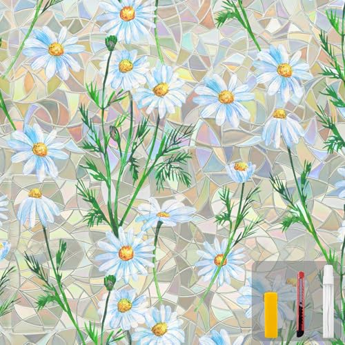 Countewol Window Privacy Film Stained Glass Window Film Rainbow...