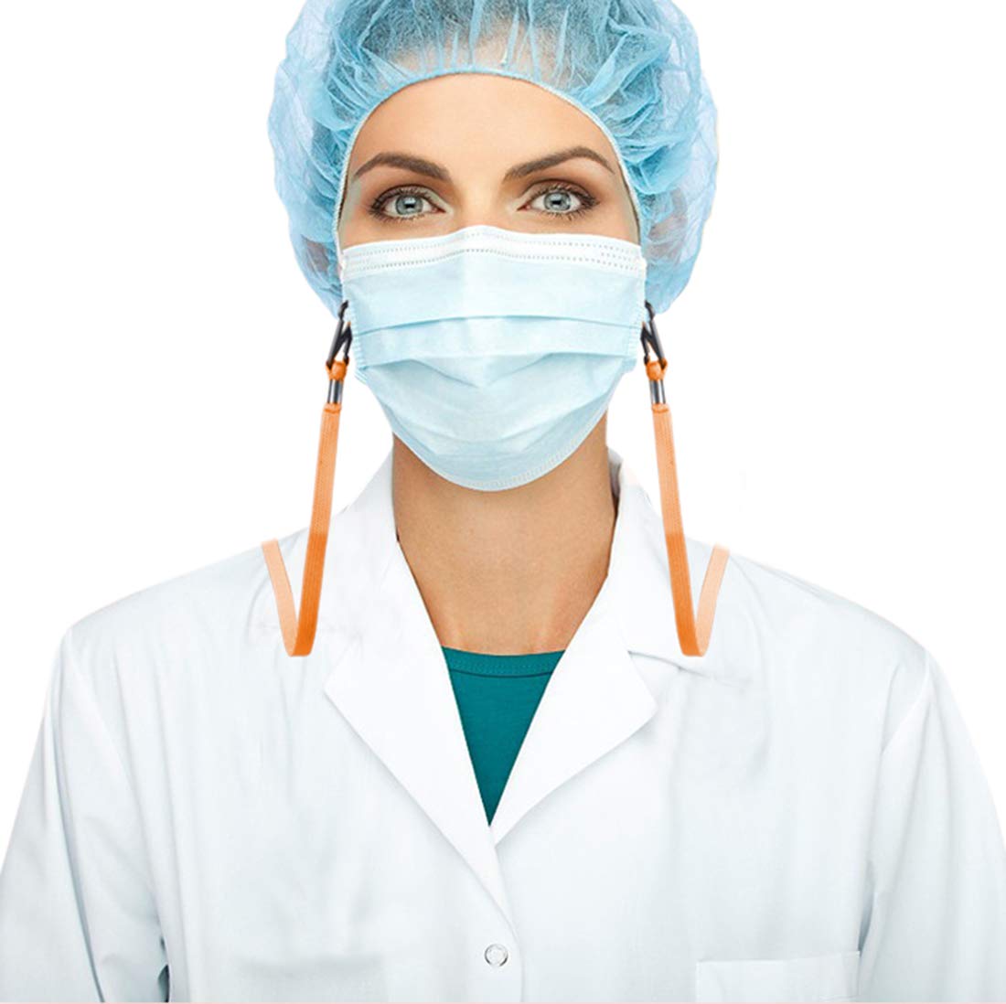 5Pack Adjustable Length Face Mask Lanyard for Men Women Kids, Relieve Ear Pressure, Handy Face Bandanas Chain Holder, Extension, Comfortable Around The Neck Face Protection Rest, Ear Saver Orange