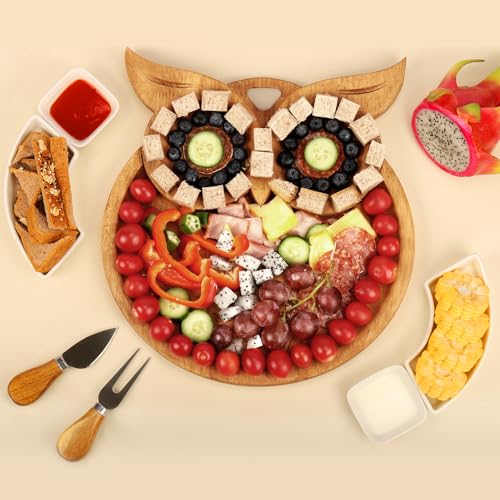 Tabla de cortar en forma de búho de madera sólida miniatura 3