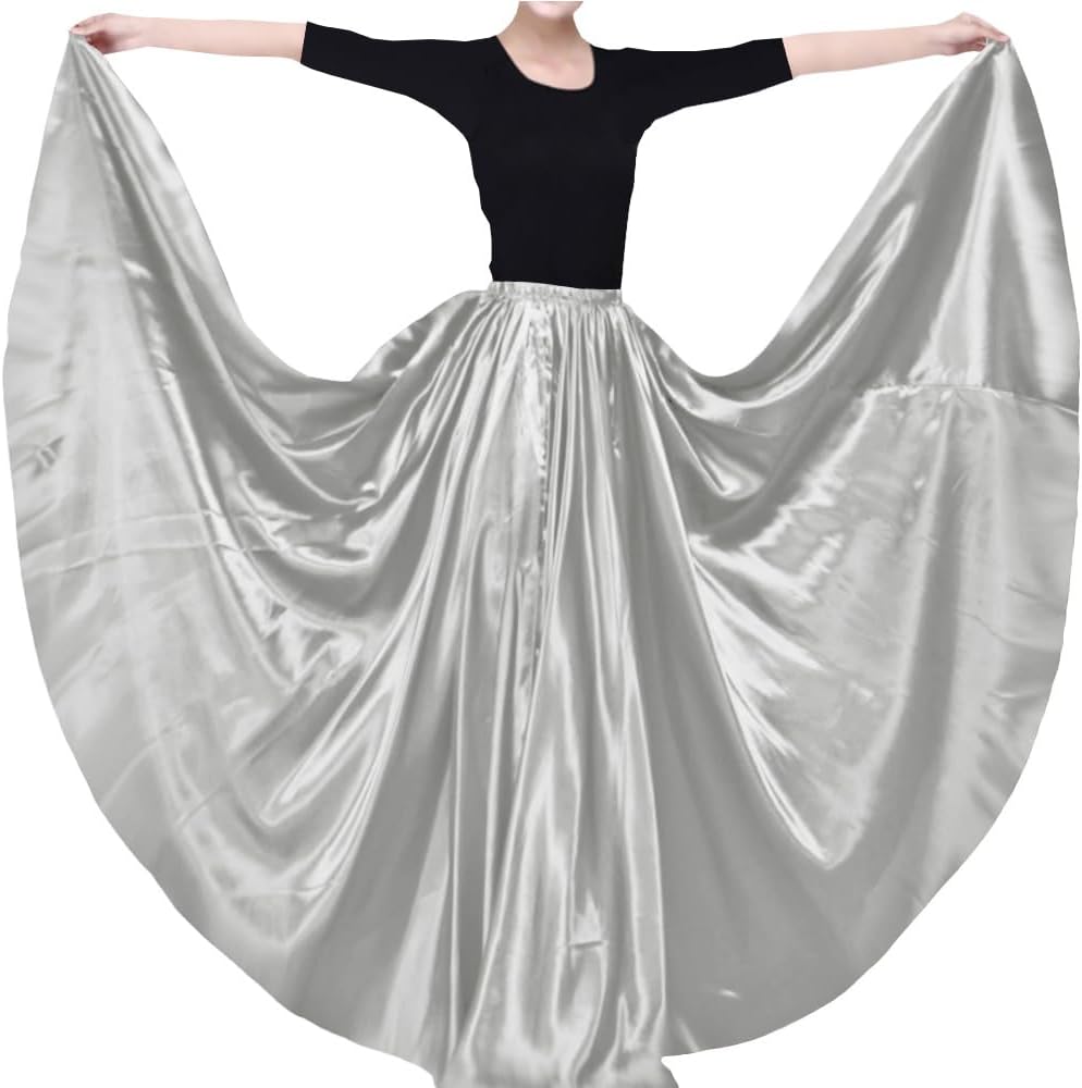 Ladies 20 Yard Elegant Satin Long Full Skirt for Ballroom Belly Dance Performance Costume Dress