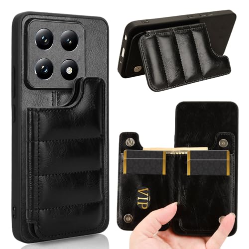 Case Compatible with Xiaomi 14T 5G [Card Holder][PU+PC+TPU] 3 in 1 Magnetic Clasp Cover Black