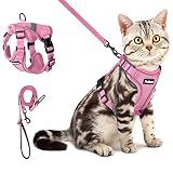 PetBonus Adjustable Cat Harness and Leash, Escape Proof Breathable Pet Vest Harnesses for Walking, E