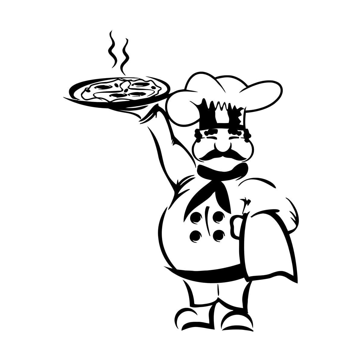 Chef Vinyl Wall Decal Pizza Italian Restaurant Kitchen Cooking Food Wall Stickers Pizzeria Decor Mural Removable Decals Extra Large - 59x75cm — image 1