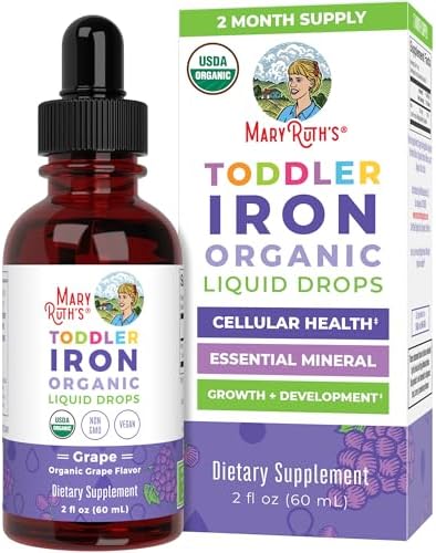 MaryRuth Organics Iron Supplement for Toddlers | Liquid Iron Supplement for Children Ages 1-3 | Iron Supplement for Iron Deficiency | Ferrochel | Sugar Free | Vegan | Non-GMO | Gluten Free | 2 Fl Oz