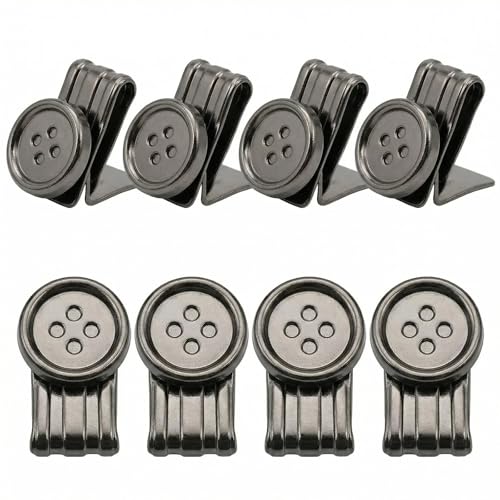 8 Pièces Boutons à Clipser pour Bretelles Boutons Clip à Bouton,boutons de sangle sans boutons à coudre Bretelles,Facile à Utiliser, Compatible avec Jeans, Pantalons et Clips de Sangle – Accessoire Te
