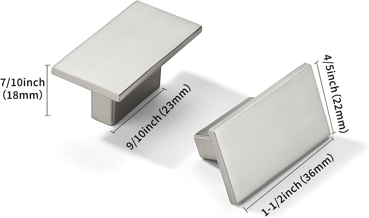 khtumeware 20 Pack Square Brushed Nickel Cabinet Knobs for Drawers and Cupboards-Screw-On,1-9/16 Inch,Satin Nickel,5/8 Inch Hole