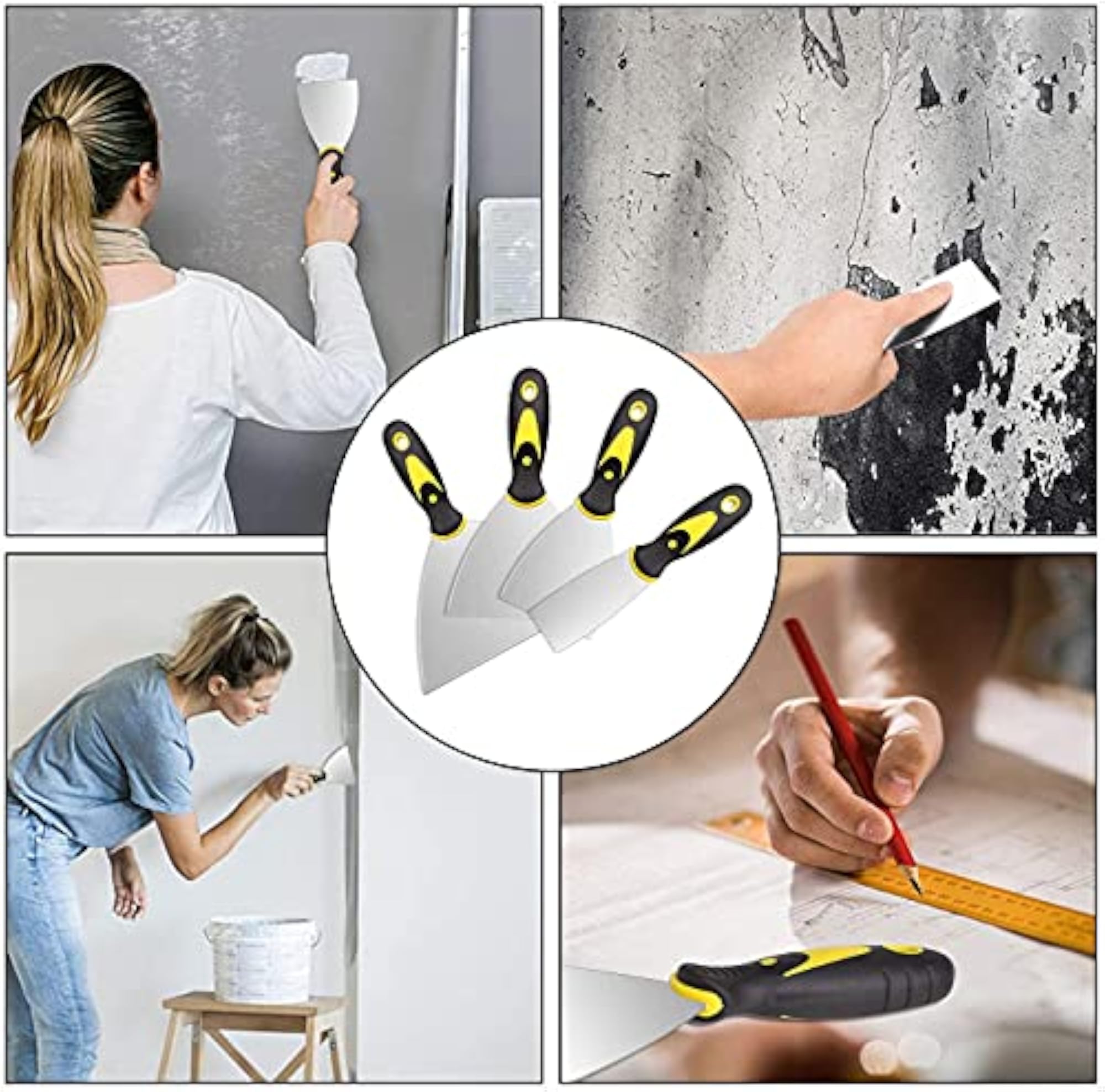 Metal Blade Putty Scraper Set, 4 Pack