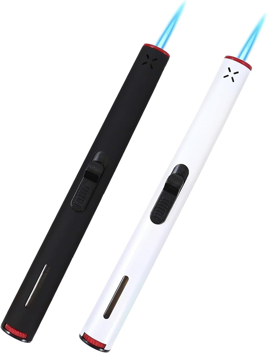 2PC Butane Torch Lighters, 7.9IN Refillable Torch Lighter Adjustable Jet Flame Butane Lighter Long Pen Lighter for Grill BBQ Candle Camping (Gas Not Included)