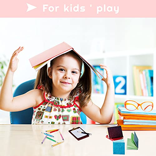 4 Pieces Miniature Book with 8 Pieces Miniature Pencil and 2 Pieces Miniature Clipboard Dollhouse Toy Home Miniature Model DIY Decor Doll House Accessories Coloring House Playset for Collectors
