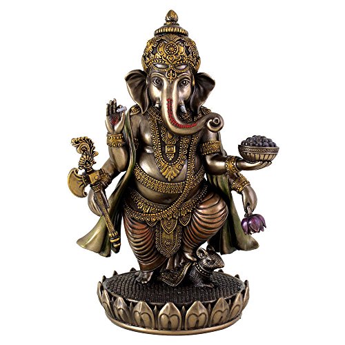 craftvatika Standing Ganesh ídolo frío fundido bronce escultura hindú Dios estatuilla de señor Ganesha estatua Diwali regalos
