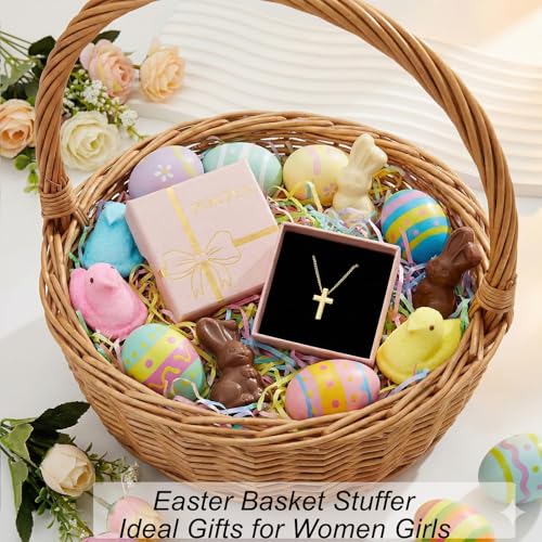 image for Poxtex Easter Basket Stuffers Gold Cross Necklace for Women Teen Girls