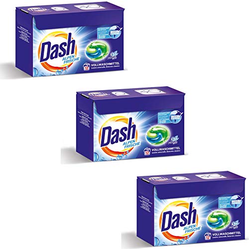 Dash Alpen Fresh 3 en 1 – Detergente completo Caps para ropa limpia y fresca – 3 x 12 unidades
