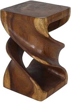 Haussmann Double Twist End Table, Acacia, Walnut, 14x14x23 in