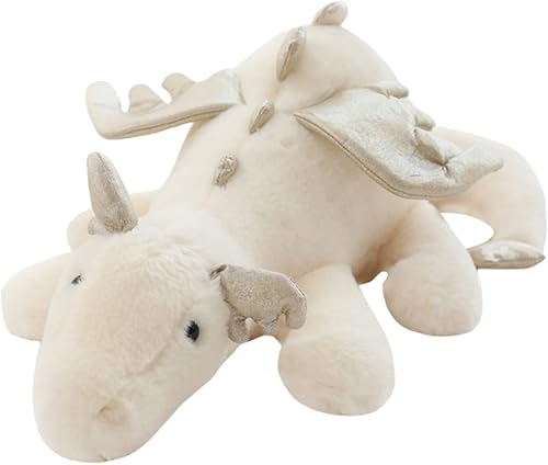 Miniatura 2 de Juguete de peluche de dragón con alas, almohada suave de dragón volador de dibujos animados, regalos para bebés, niños y niñas (blanco, 11.81
