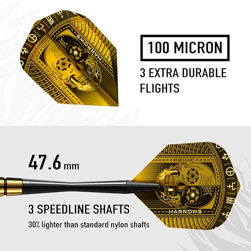 Harrows Voodoo Darts, Steel Tip Darts Set, Includes Speedline Shafts, Marathon Gold Dart Flights, Available in Sizes 19g, 21g, 23g, 25g & 27g (23, Grams)