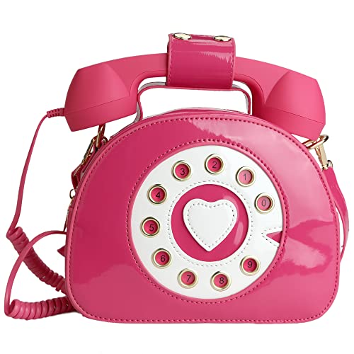 Image of QiMing Retro dial telephone Crossbody Shoulder Bag,Pu Movable microphone Purse for Women