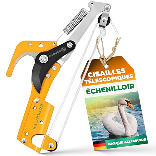 GRÜNTEK Échenilloir Cisaille Télescopique Coupe-branches compatible avec perche et scie d’élagage B096Y4VBF2