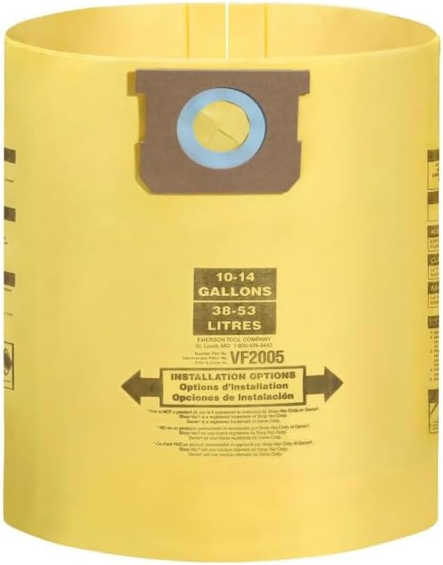 Pack 6 90672 Vacuum Bags Compatible with shop vac 10-14 gallon Type I 9067233 9067200 Dust Collection Bag Double layer 9067233 9067200 Dust Collection Bag Double layer