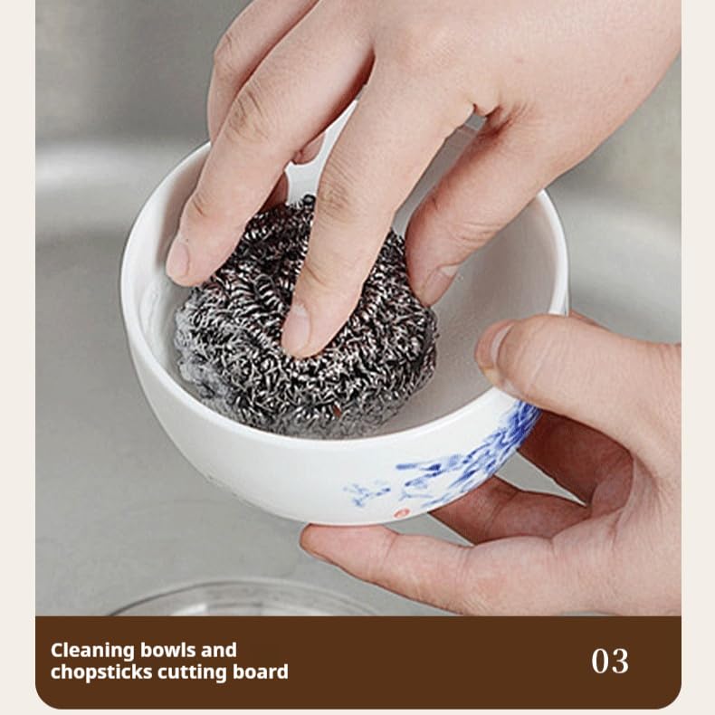 Image of 12-Pack Fine Steel Wire Balls Kitchen Stain Removal Dishwashing Pot Brush Steel Wool Wire Scrubber