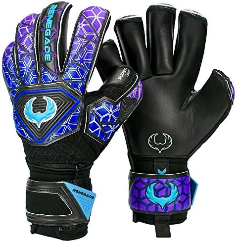 Renegade GK Vortex Strom Goalie Gloves | 3.5+3mm Hyper Grip & 4mm Duratek | Black, Purple, & Blue Soccer Goalkeeper Gloves (Size 7, Youth, Roll Cut, Level 3)