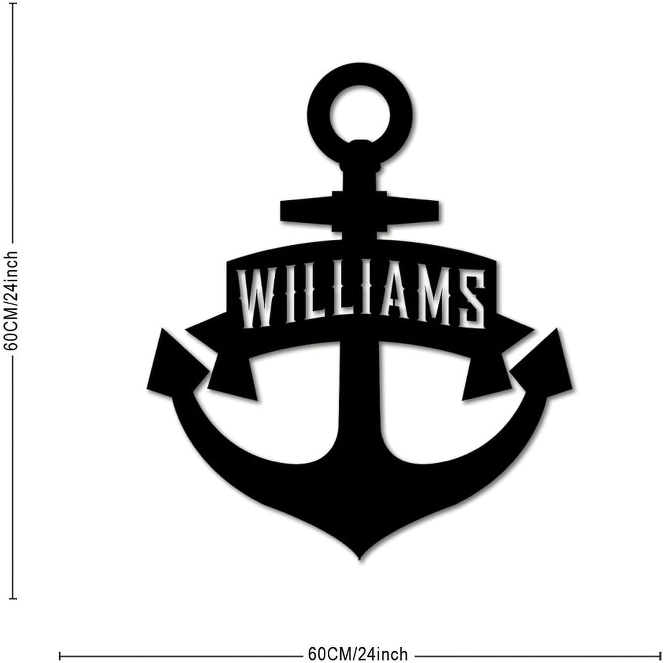 Laser Cut Metal Sign Personalized Anchor Decoration with Name Iron Art Wall Sculpture Hanging Plaque for Home Decor for Farmhouse Porch Yard Garden Gate 24inch