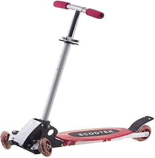 FHKBB 3 Wheel Scooter Height Adjustable Foldable Riding Lean to Steer, Kick Scooter with PVC Wheel