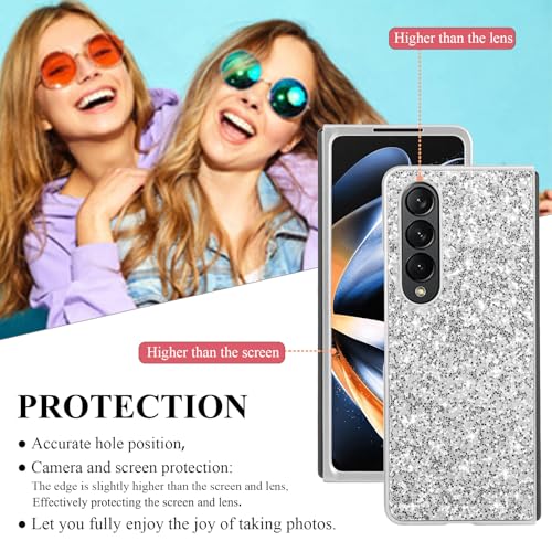 Coque Samsung Z Fold 4 silicone TPU fin antichoc à motif argenté bling - 7