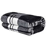 防炎ブランケット アウトドア ひざ掛け 防寒 防炎素材 柔らかい 肌に優しい 毛布 シングル 軽量 防災用品 オフィス 旅行 出張 キャンプ用品 エアコン対策(チェック柄 ブラック)