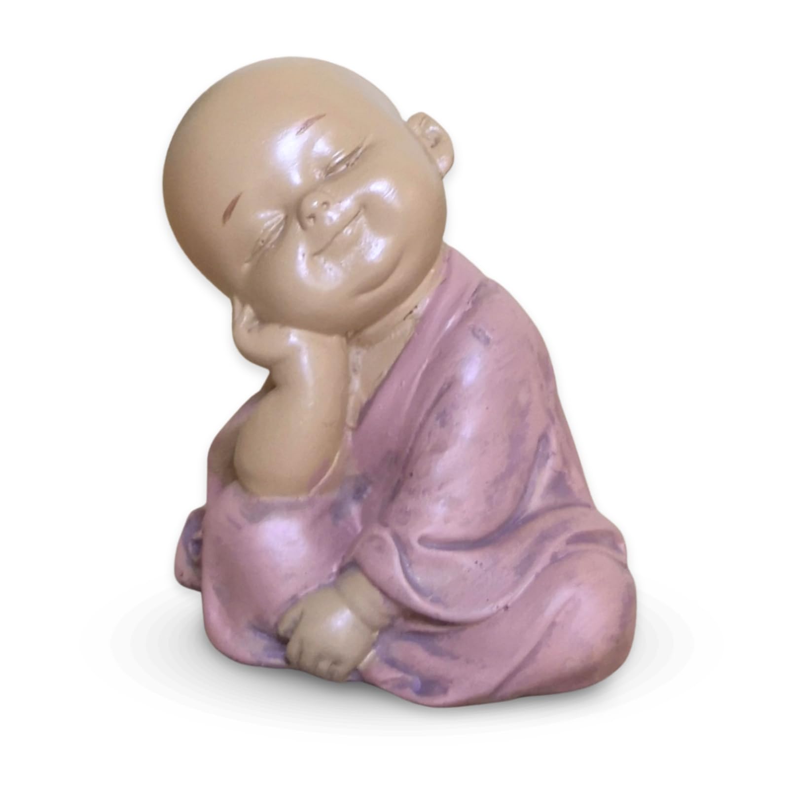 Zen Light SB5 Bouddha Resin Beige and Dusky Pink Baby Reflection Figurine