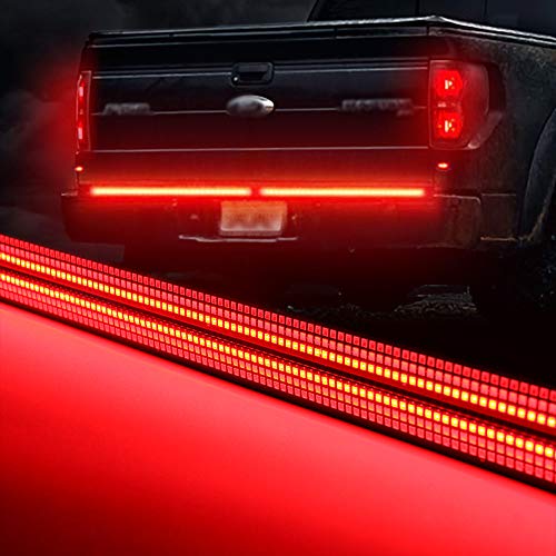 Opl5 Triple Tailgate Light Bar 48 Inch Waterproof Plug-And-Play Aluminum Frame No Drill Install Amber Turn Signal, Red Brake/Running, White Reverse Lights For Pickup Truck (48" Yellow Turn) #TOP4