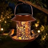 Bird Feeders for Outdoors Hummingbird Solar Lanterns Outdoor Waterproof Hanging Garden Decor Birthdays for Women Mom Metal Solar Decoration Outside for Yard, Patio,