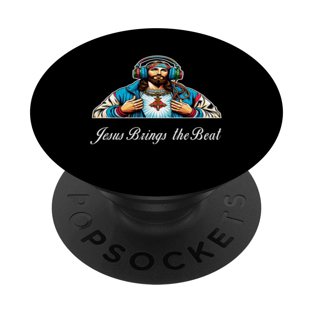 Jesus Brings the Beat Christian Music PopSockets Swappable PopGrip, Black