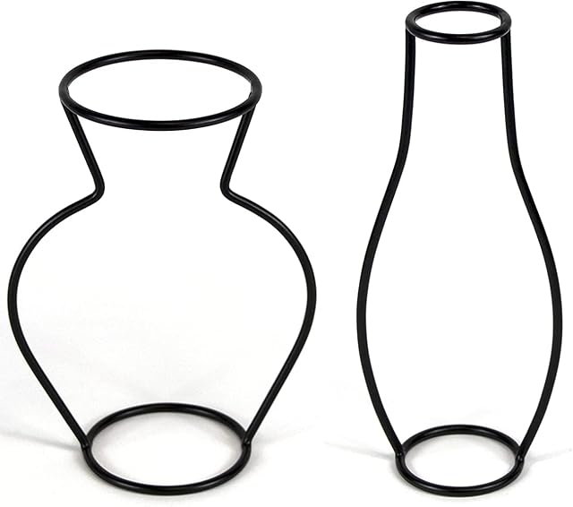 Silhouette Vase for Pampas Grass Set of 2 - Black Outline Vases for Flowers - Suitable as a Graveside Flower Holder - Metal Frame Minimalist Flower Vase for Dried or Artificial Flowers - Style 2