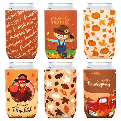 Whaline 12Pcs Fall Can Sleeves Thanksgiving Can Cooler Covers Pumpkin Turkey Neoprene Insulated Beer Caddies Reusable Thermocoolers for Beverages Cans Bottles Autumn Thanksgiving Party Favors Whaline 12Pcs Fall Can Sleeves Thanksgiving Can Cooler Covers Pumpkin Turkey Neoprene Insulated Beer Caddies Reusable Thermocoolers for Beverages Cans Bottles Autumn Thanksgiving Party Favors