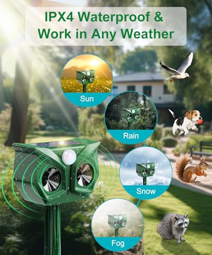 Cat Repellent For Gardens Uk, Cat Scarers For Gardens, Usb & Solar Powered Cat Deterrents Ultrasonic With Motion Detection Waterproof, Suitable For Repelling Foxes Squirrels Rodents - 4
