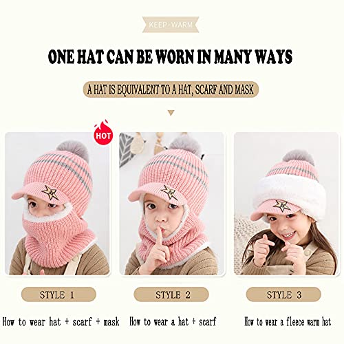 Kids Winter Plus Velvet Thickened face Protection Scarf Skull Caps Cute Beanie Cap Winter Soft Warm Knit Caps3
