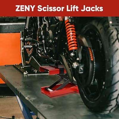 ZENY Motorcycle Lift, Motorcycle Center Scissor Lift Jack with Saddle & Safety Pin, 1100 LBS Capacity Steel Jack Hoist Stand for Motorcycles, ATVs, Dirt Bike