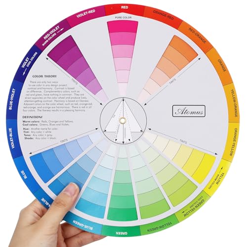 BESTOMZ Farbkreis Farbskala aus Papier mit Farbmischscheibe zum Farben Mischen Lernen für Künstler und Nageldesign Demonstriert Farbmischung und Farbbeziehungen